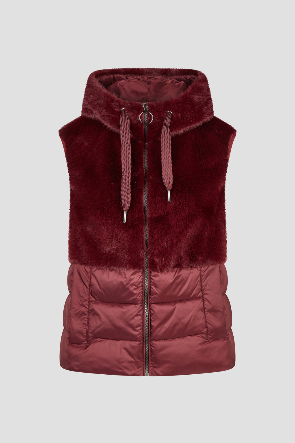 Gilet Bicolore Eco-Pelliccia e Trapuntato – Bordeaux