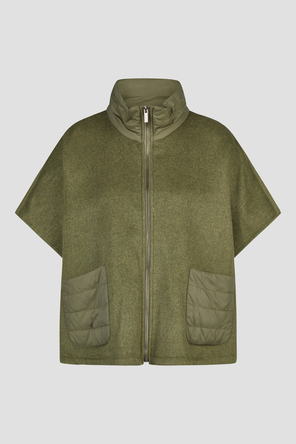 Poncho in Lana con Zip – Verde Oliva