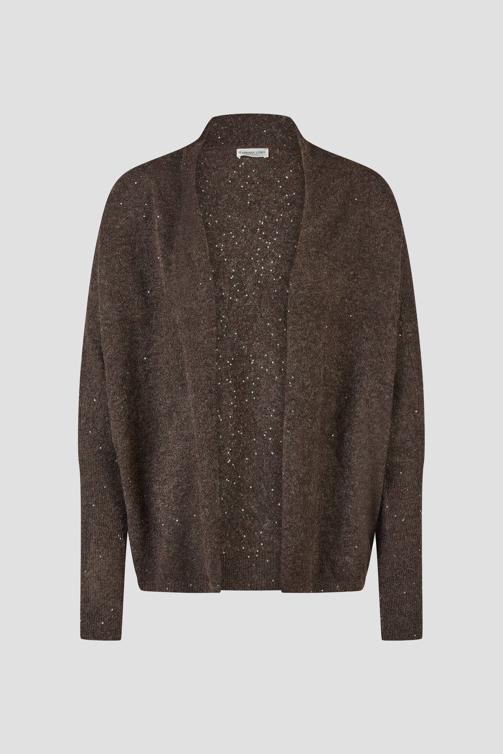 Cardigan Aperto in Maglia con Paillettes – Cioccolato Mélange