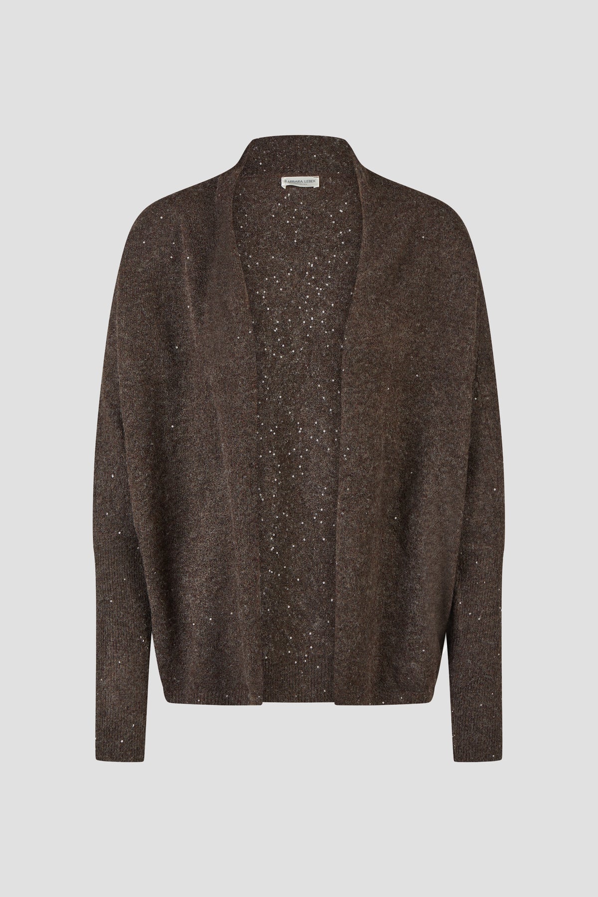 Cardigan Aperto in Maglia con Paillettes – Cioccolato Mélange