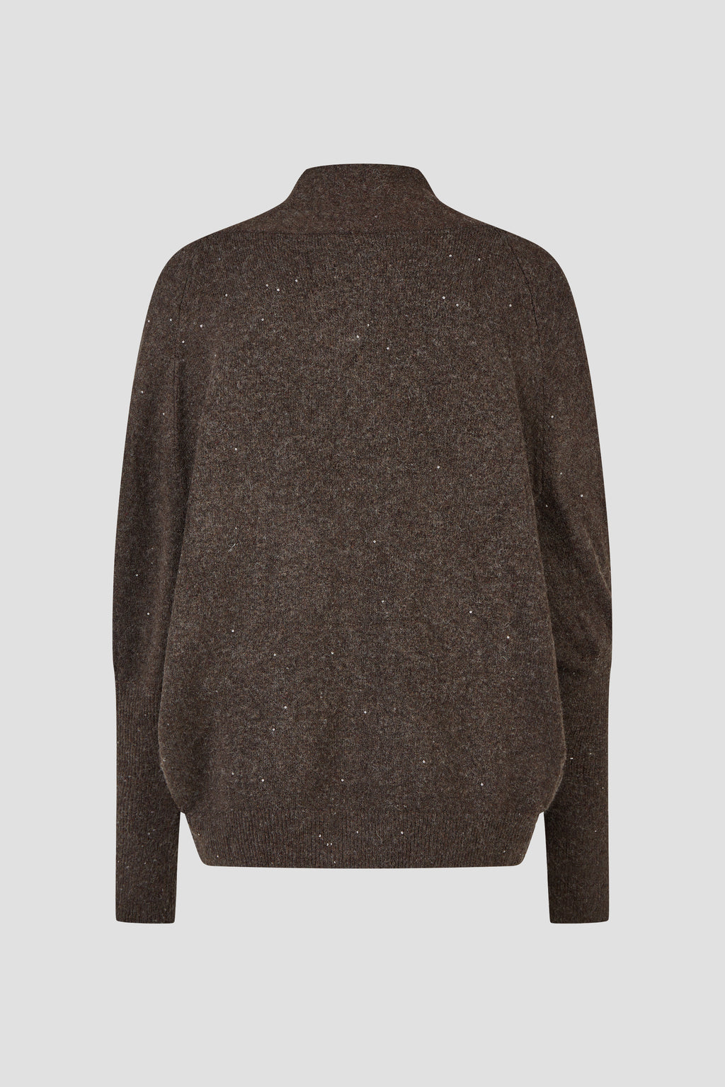 Cardigan Aperto in Maglia con Paillettes – Cioccolato Mélange