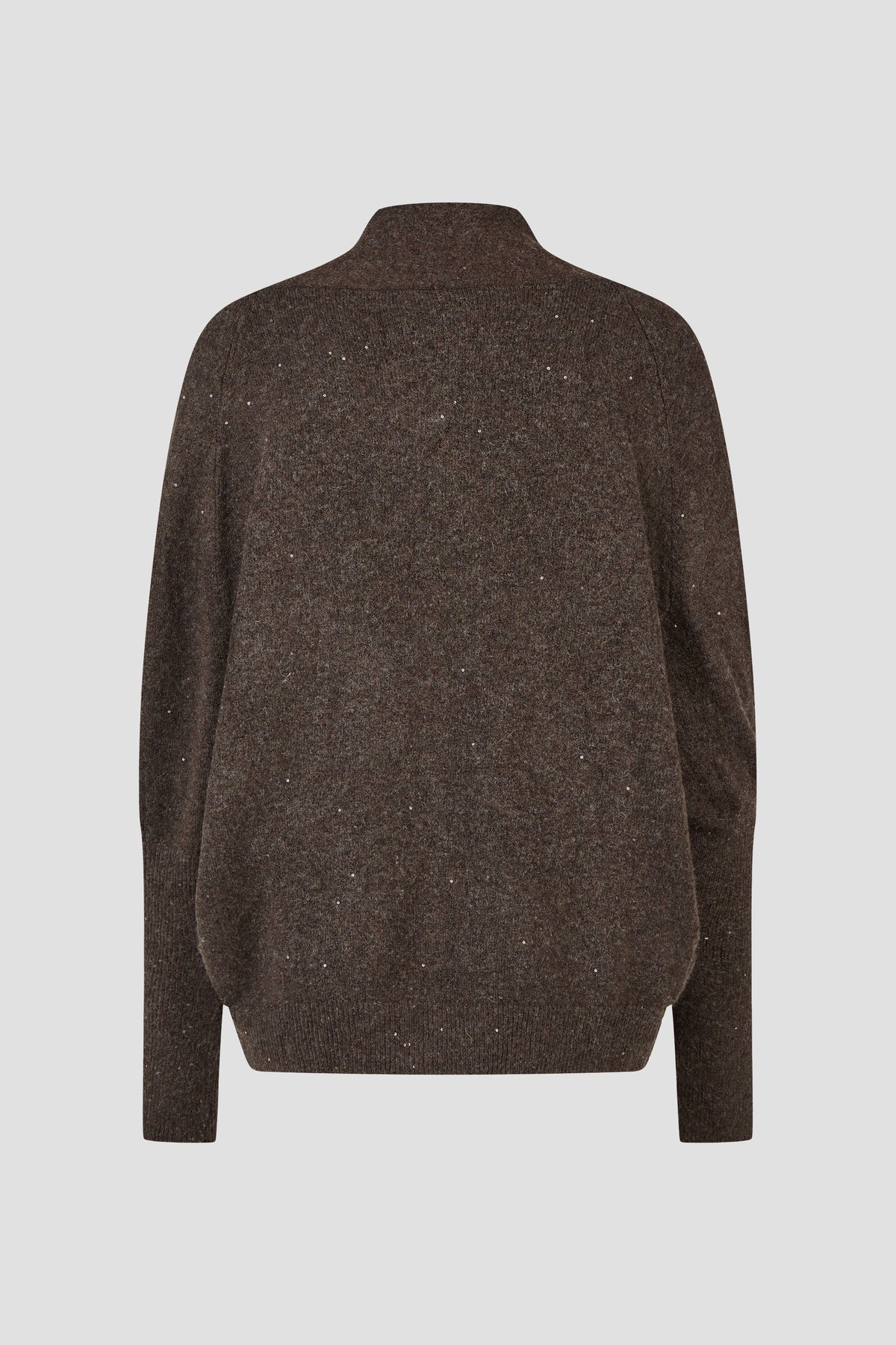 Cardigan Aperto in Maglia con Paillettes – Cioccolato Mélange