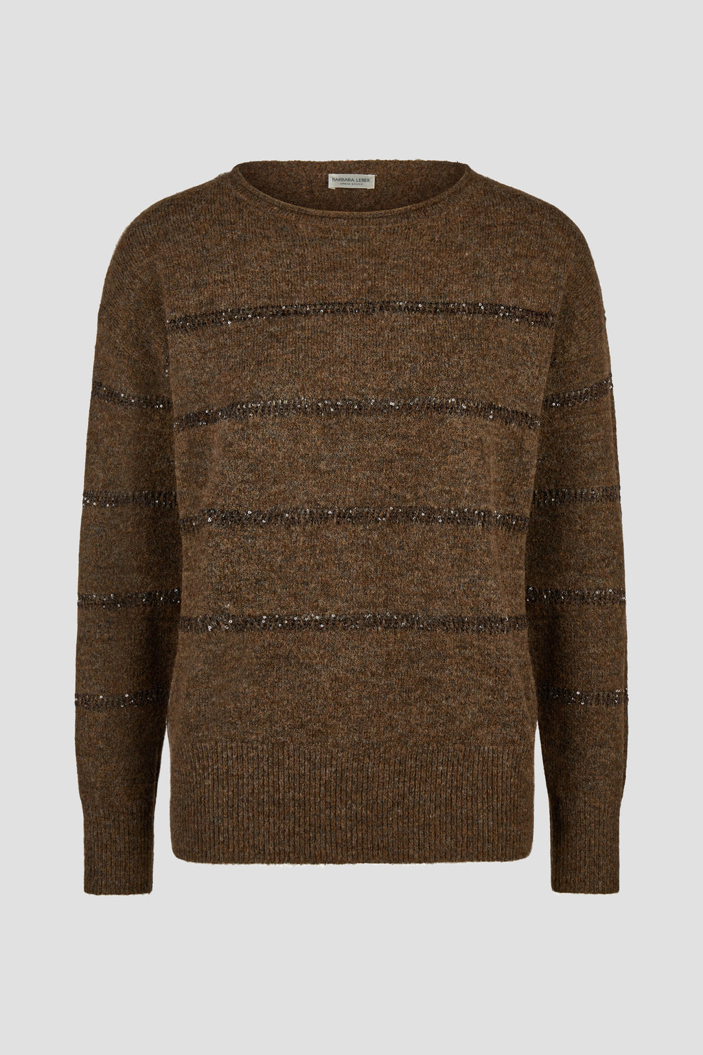 Pullover in Maglia con Righe di Paillettes