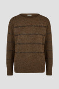 Pullover in Maglia con Righe di Paillettes