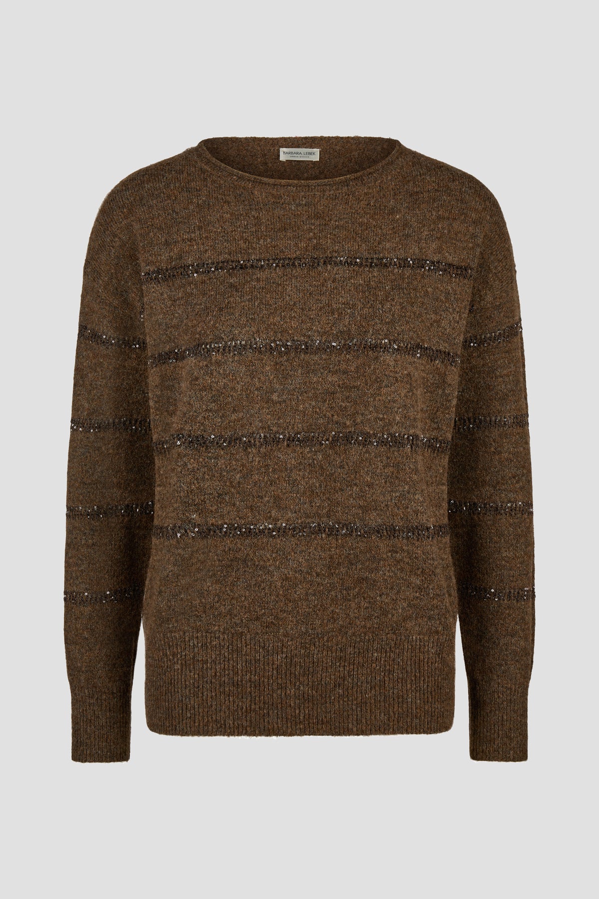Pullover in Maglia con Righe di Paillettes