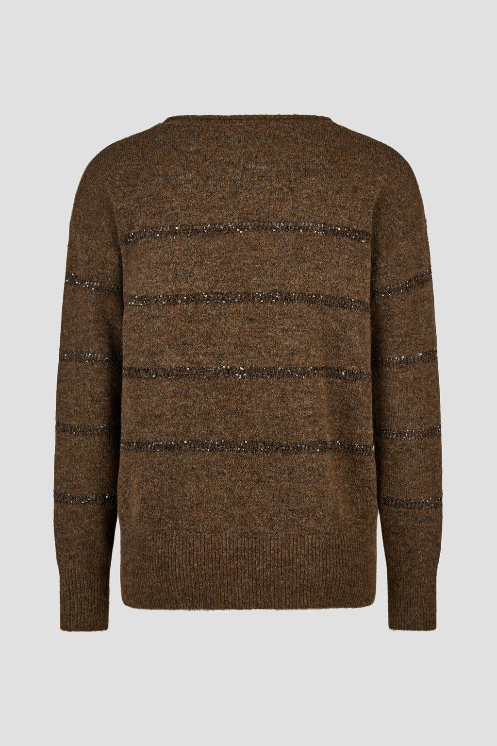 Pullover in Maglia con Righe di Paillettes