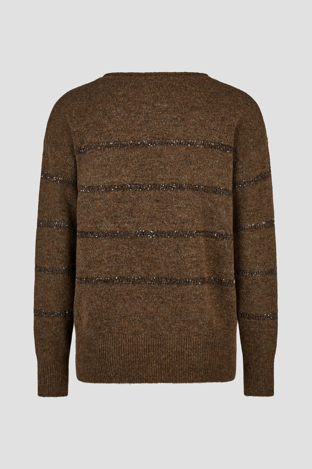 Pullover in Maglia con Righe di Paillettes