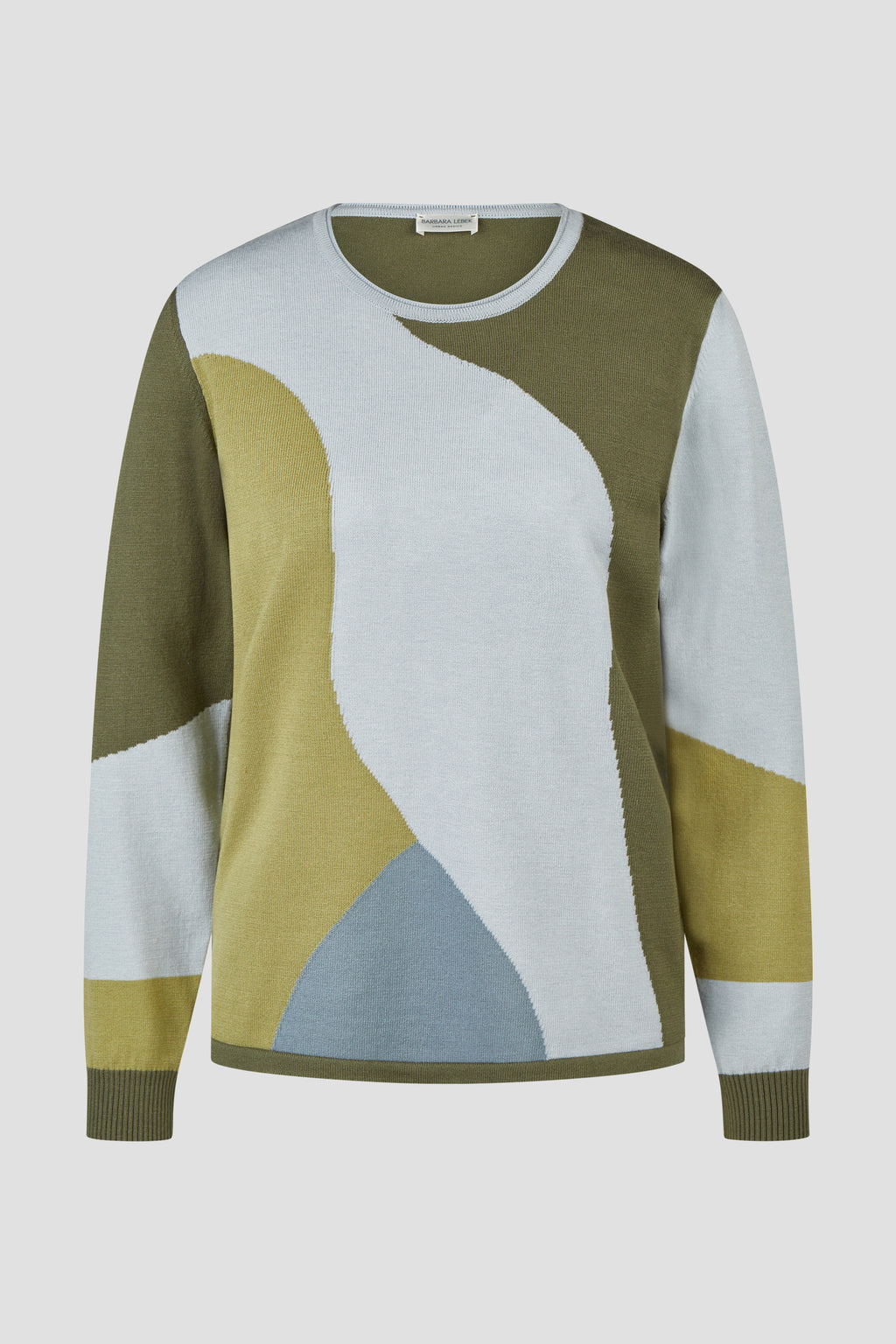 Pullover in Maglia a Fantasia Geometrica Color-Block