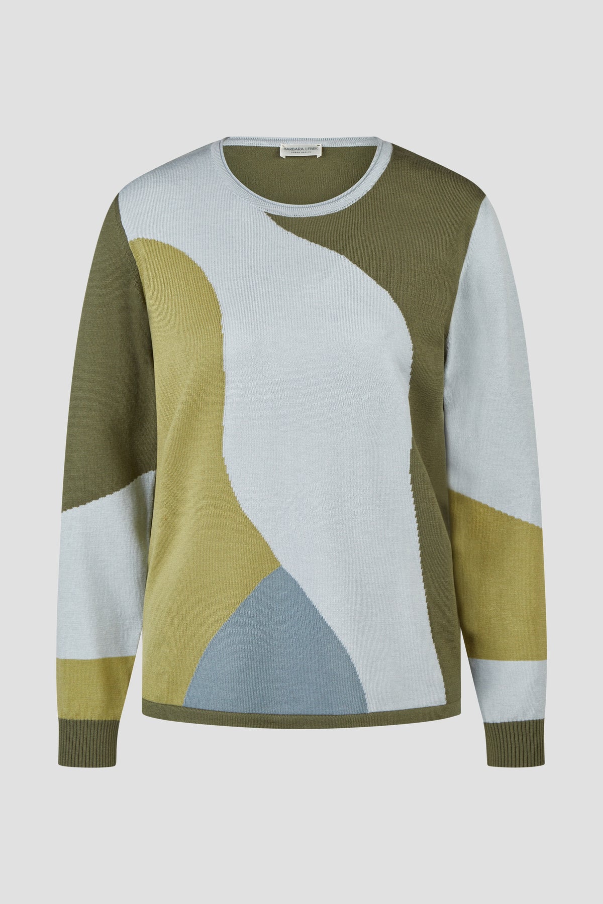 Pullover in Maglia a Fantasia Geometrica Color-Block