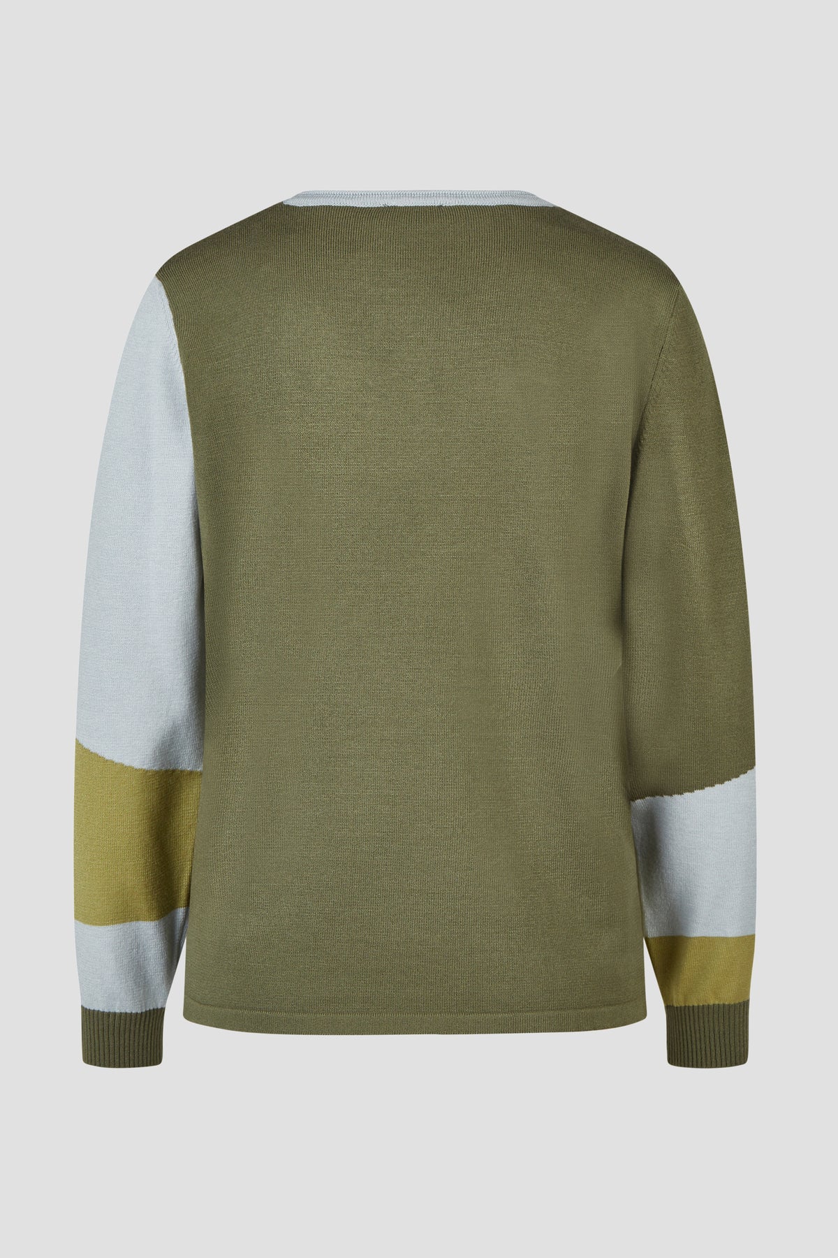 Pullover in Maglia a Fantasia Geometrica Color-Block