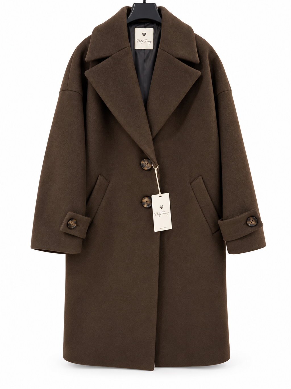Cappotto 7/8 oversize in misto lana