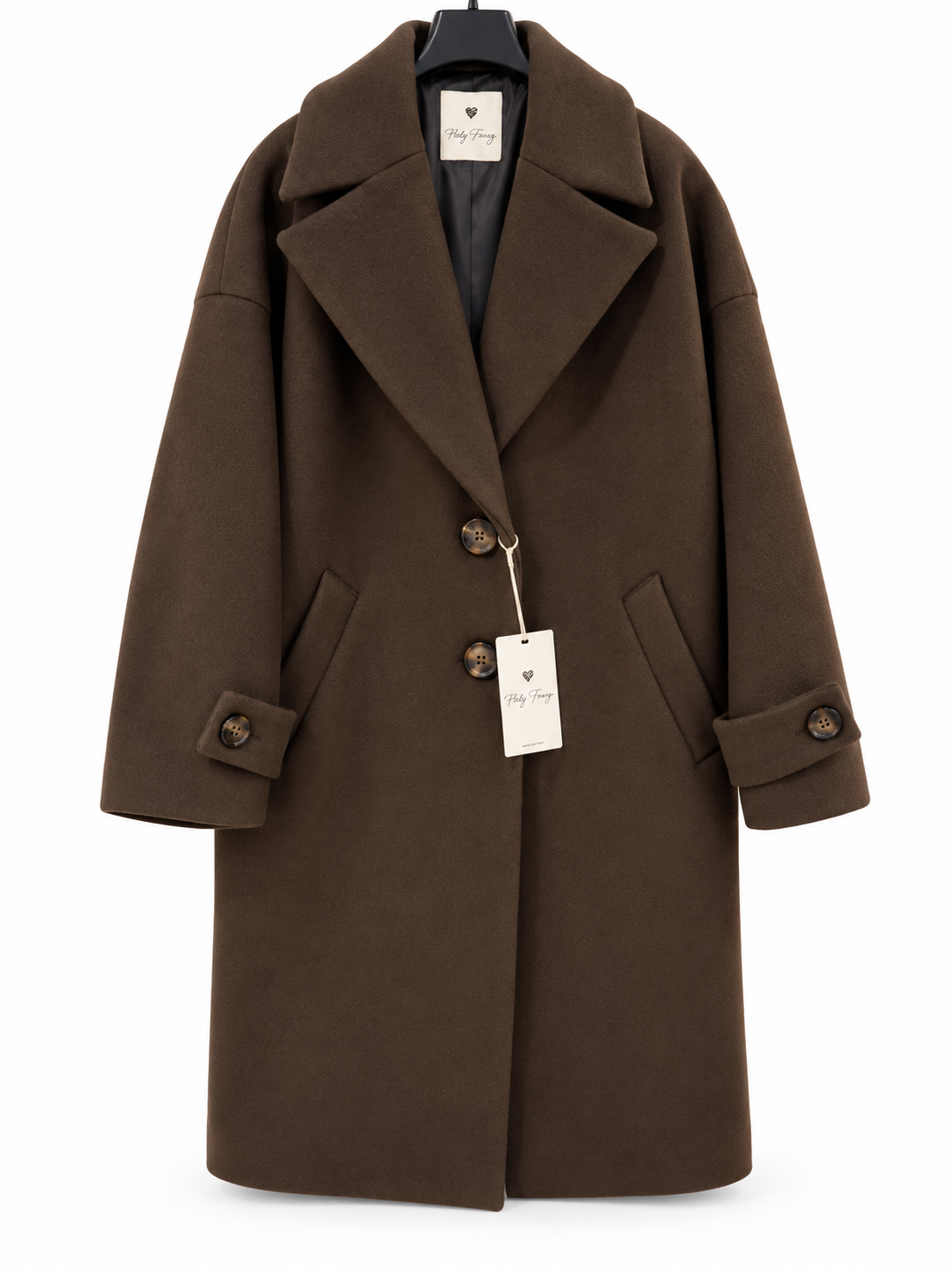 Cappotto 7/8 oversize in misto lana