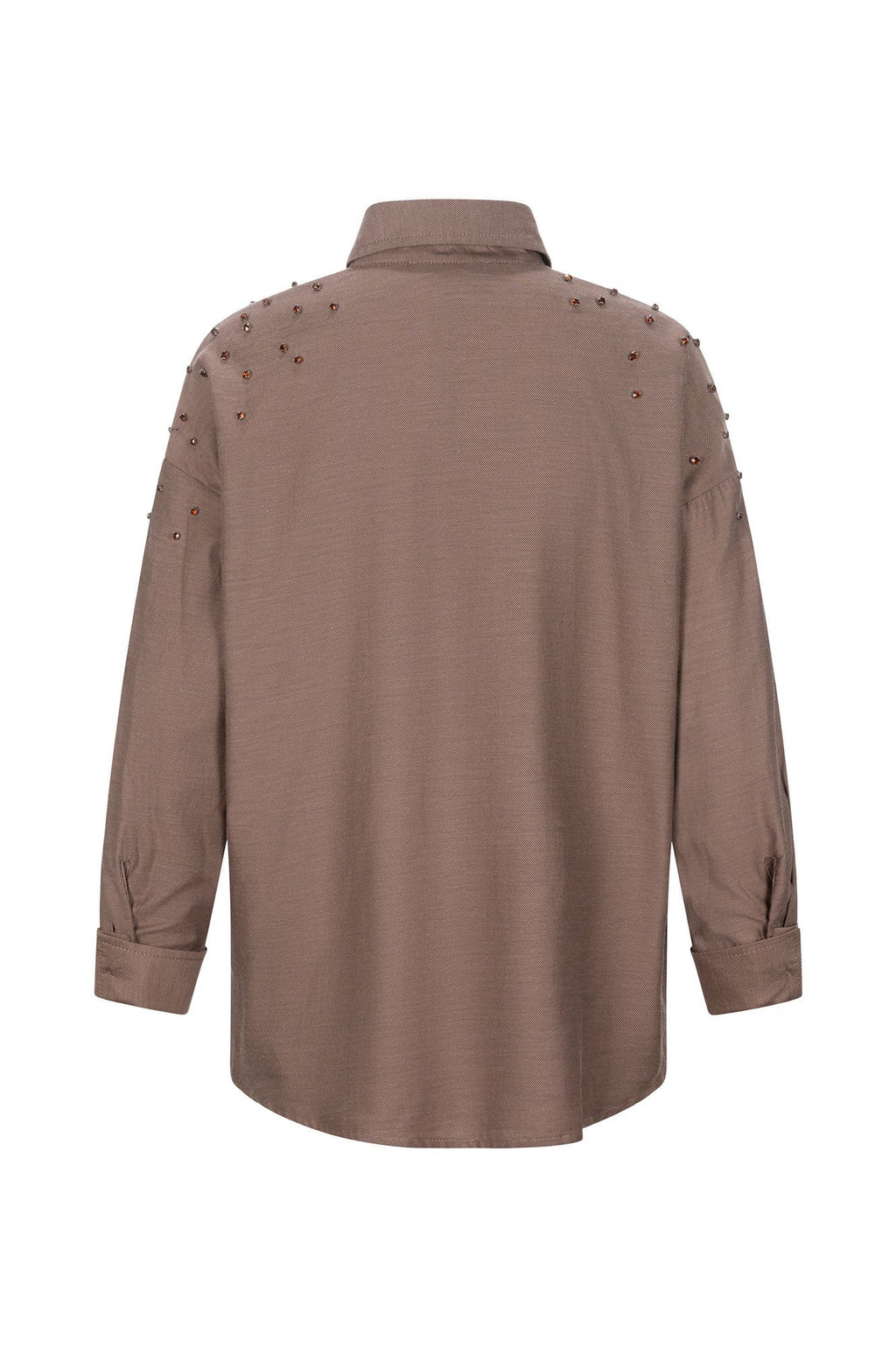 Camicia in oxford con strass sulle spalle