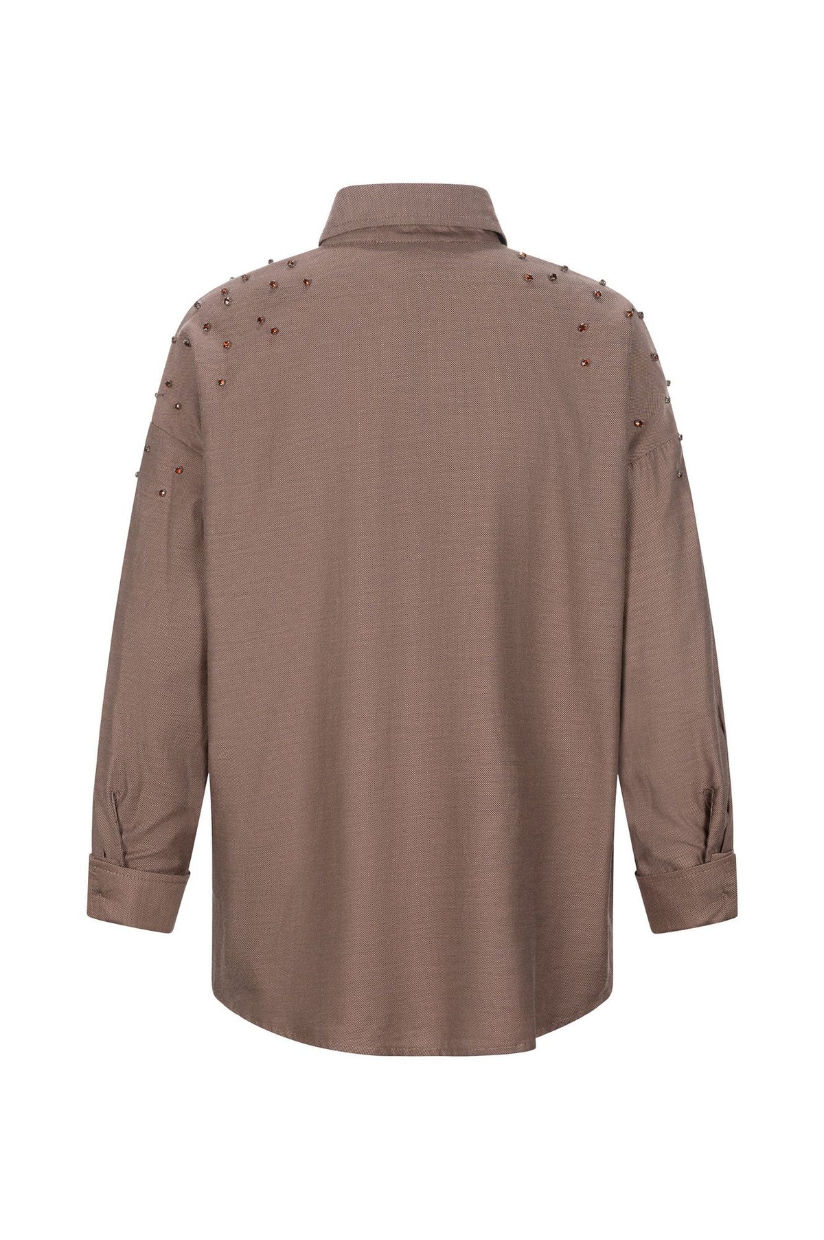Camicia in oxford con strass sulle spalle