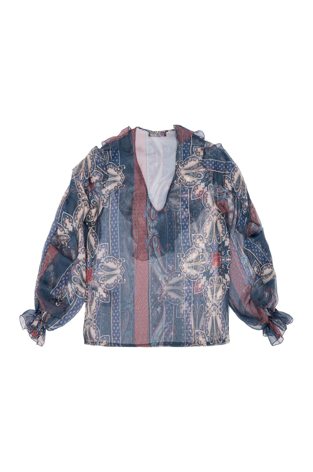 Blusa con Rouches e Stampa Foulard Cachemire