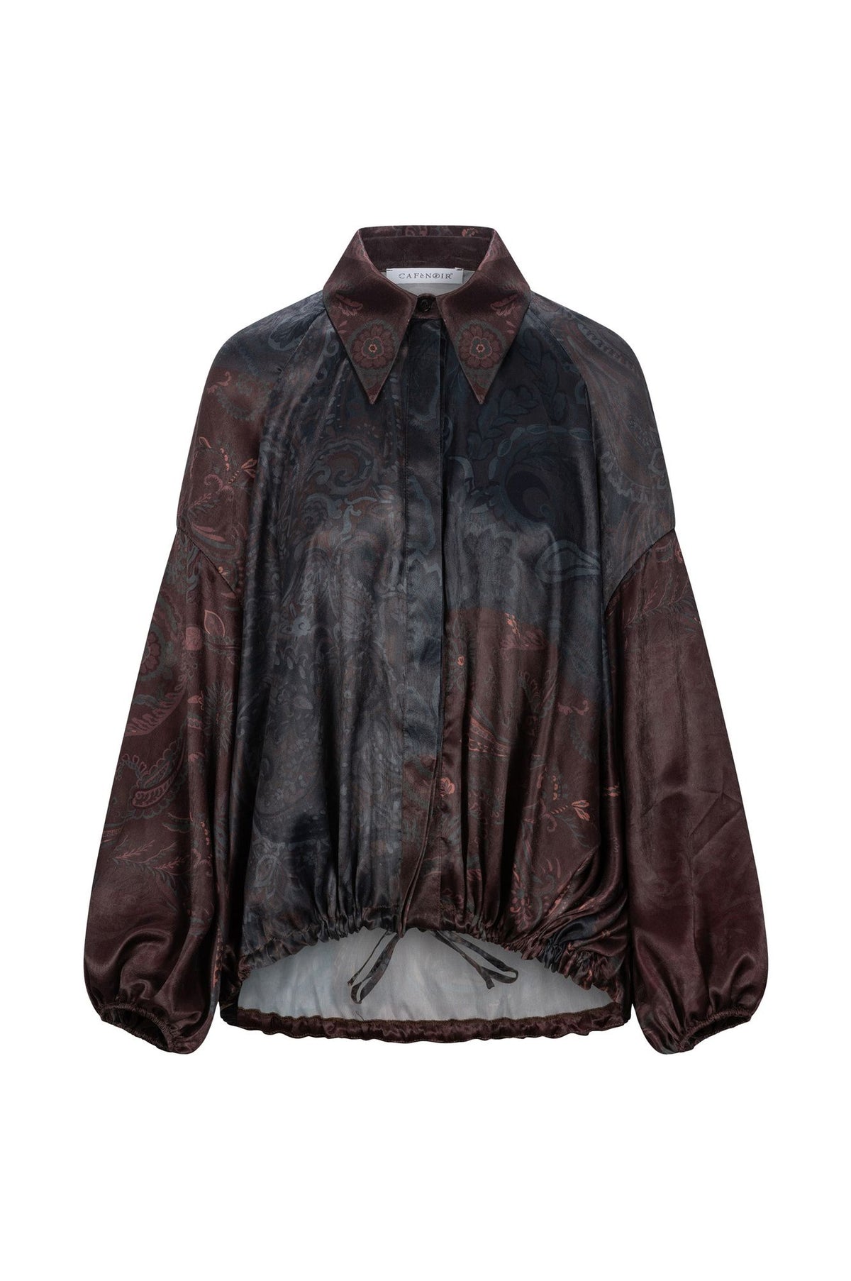 Blusa stampata con maniche arricciate
