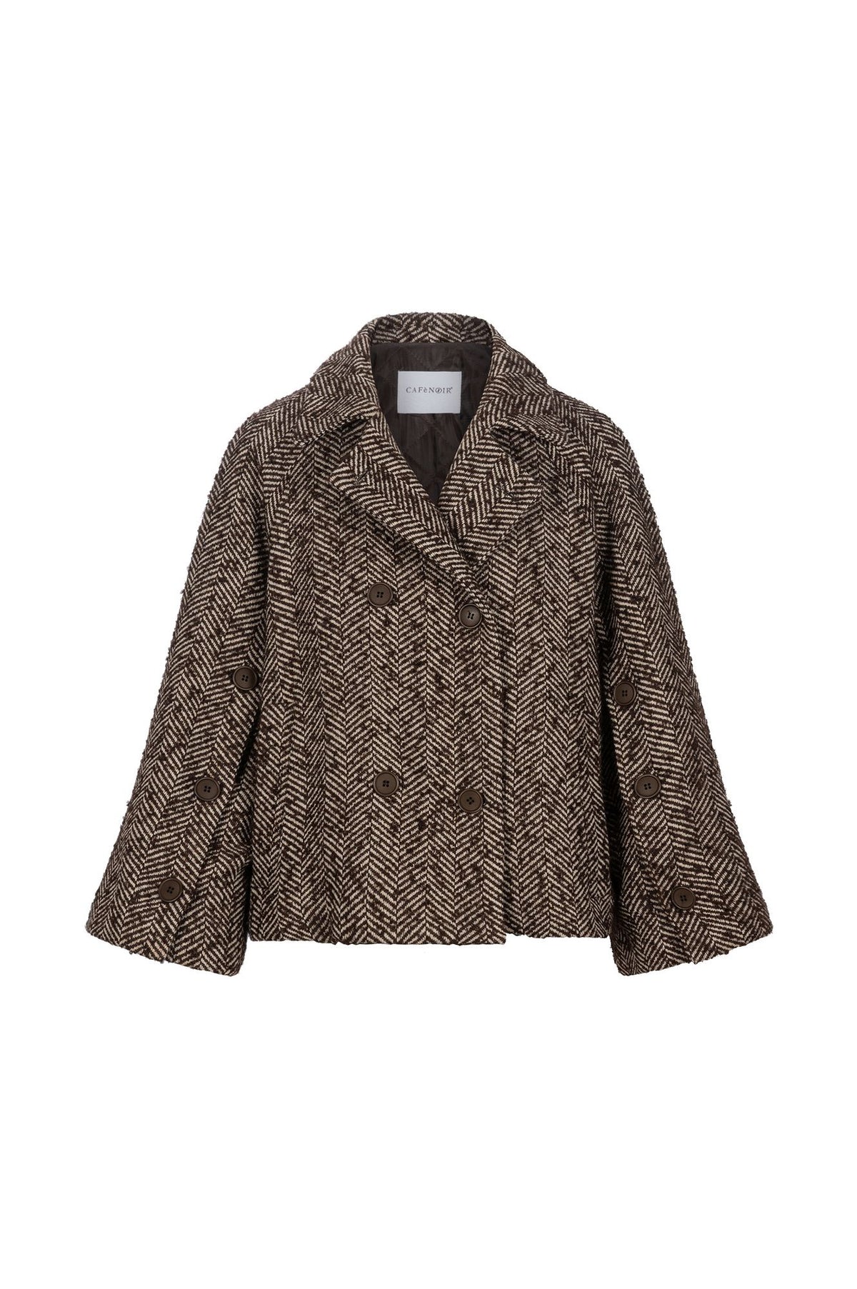 Giacca Doppiopetto in Tweed Spigato Marrone