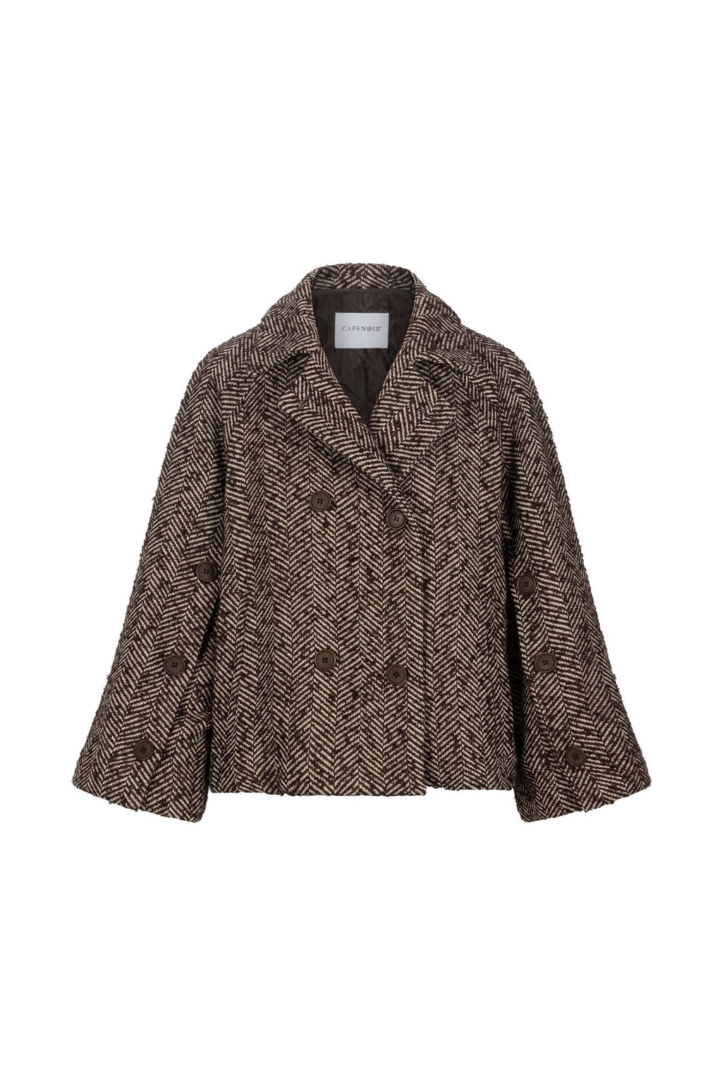 Giacca tweed spigato marrone - vista frontale