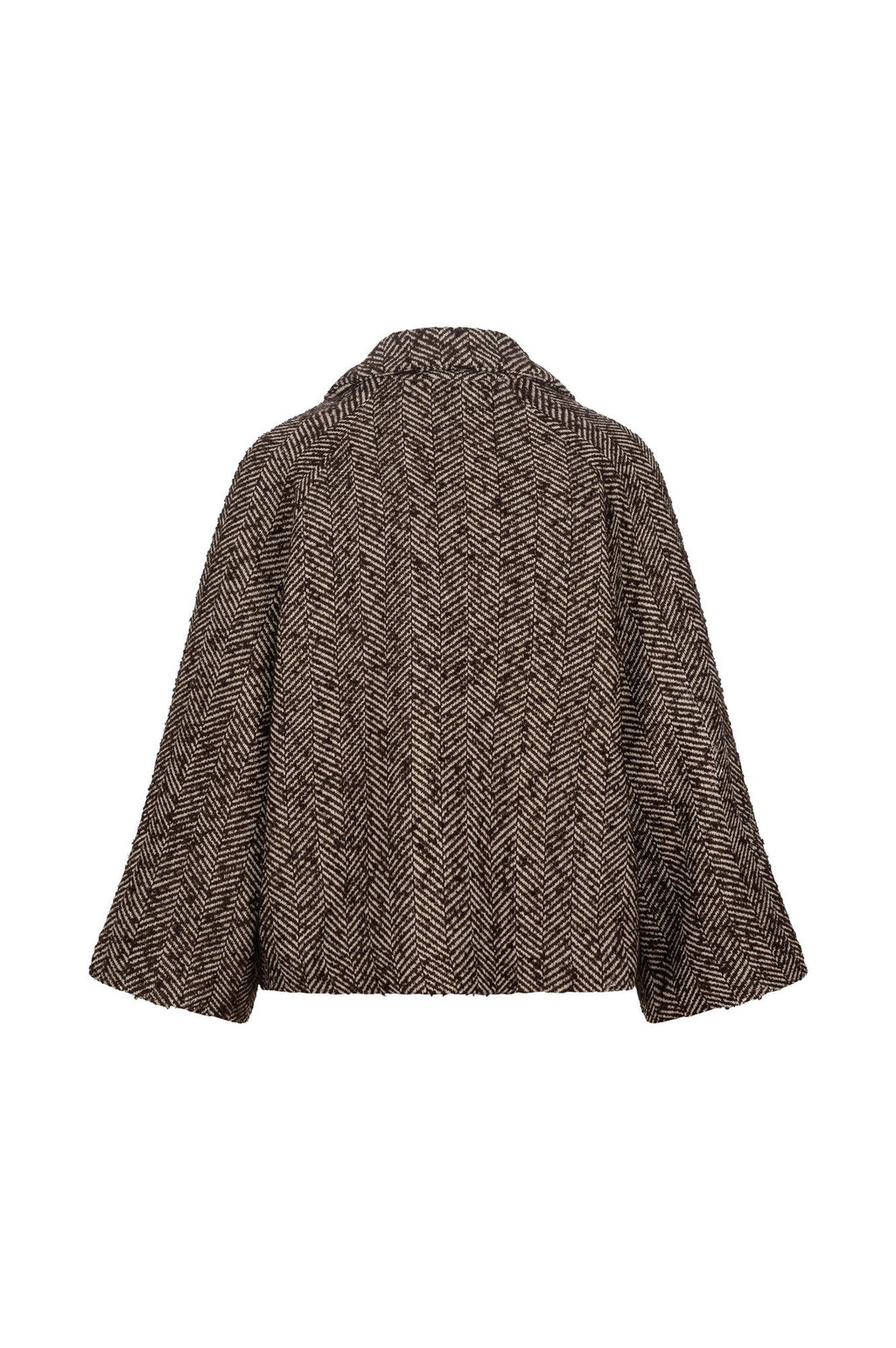 Giacca tweed spigato marrone - vista posteriore