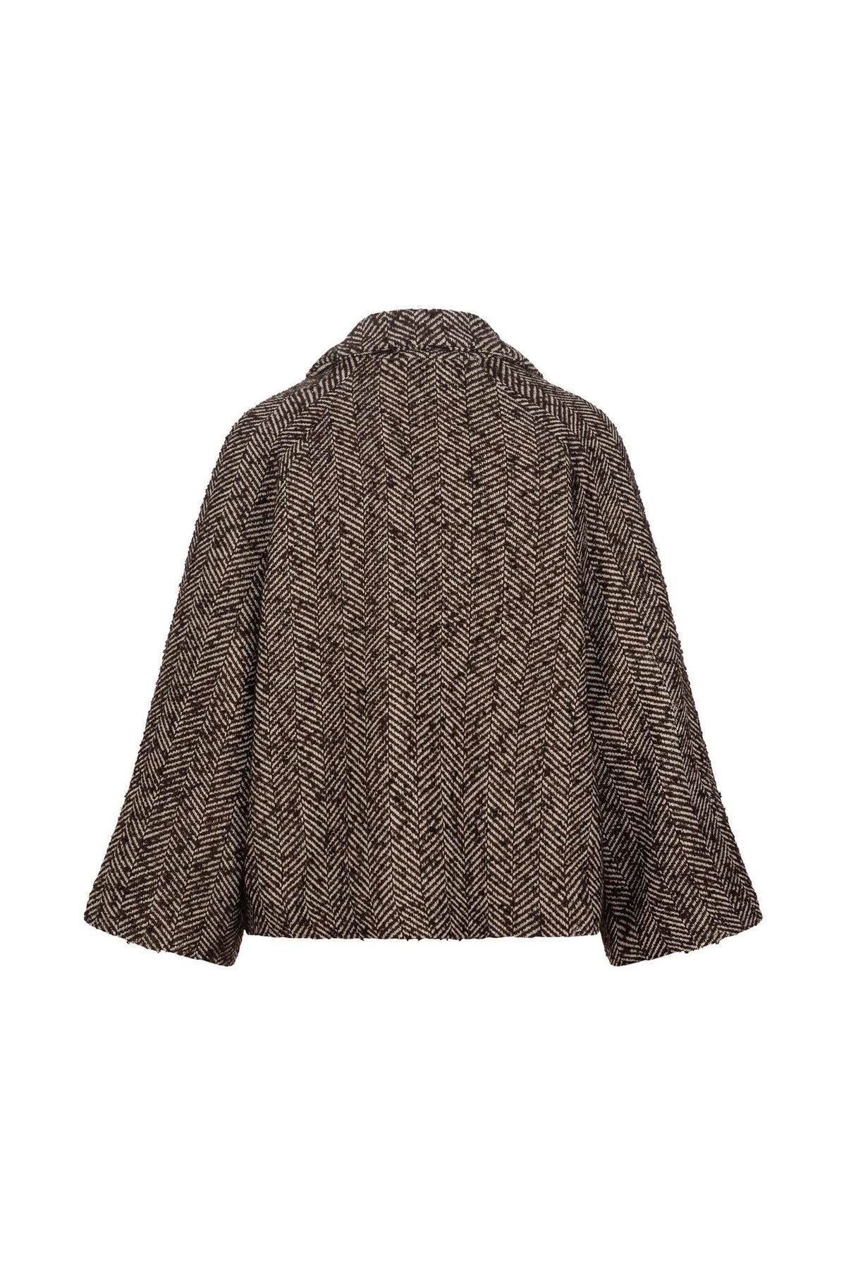 Giacca tweed spigato marrone - vista posteriore