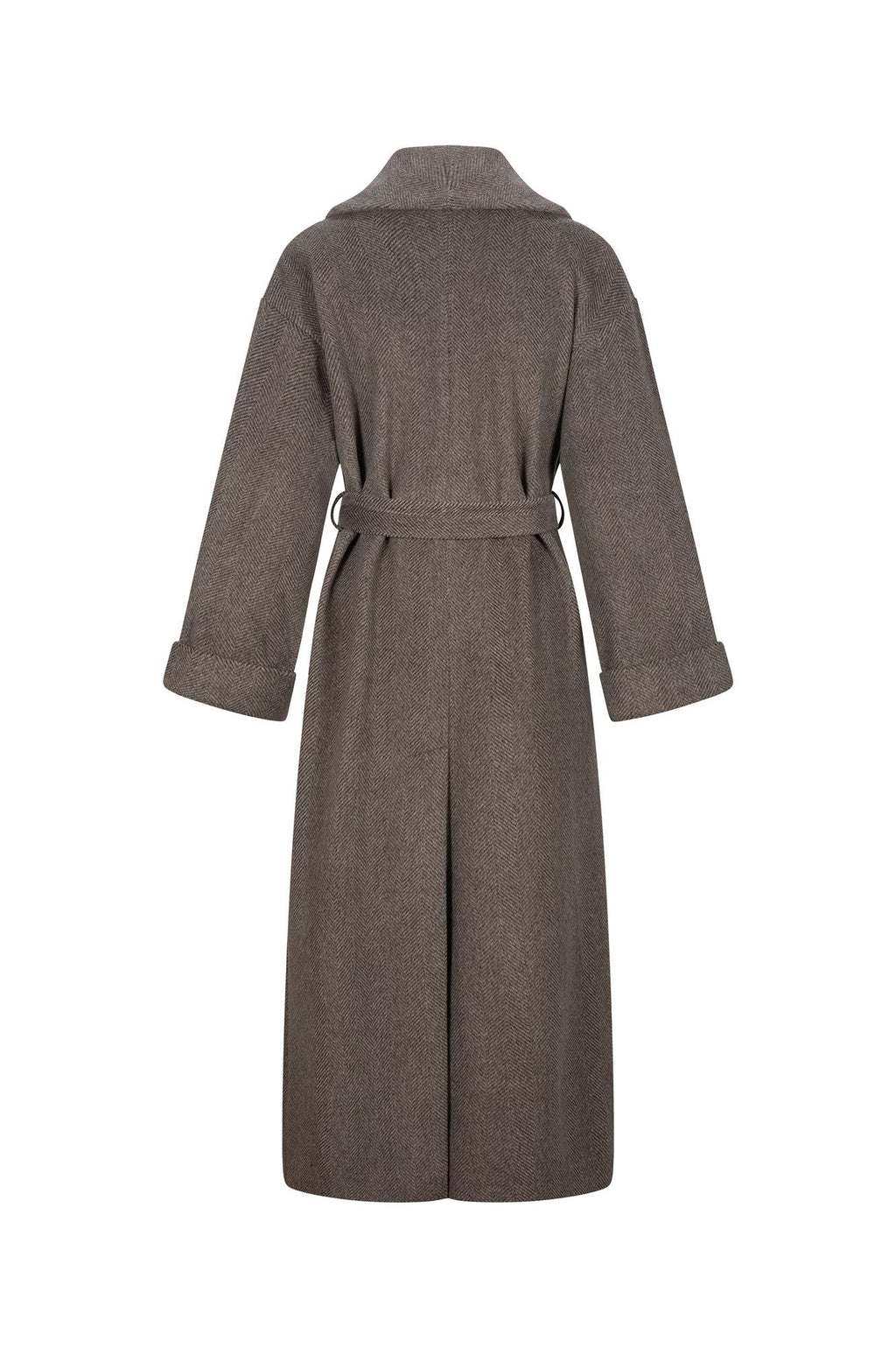 Cappotto lungo a vestaglia spina di pesce
