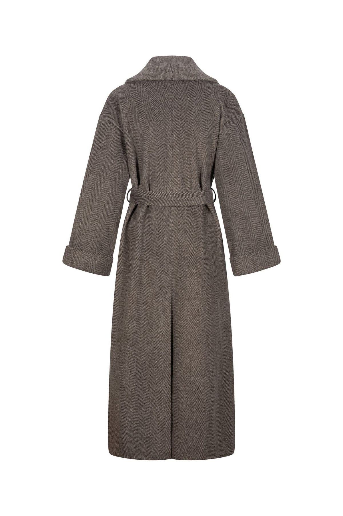 Cappotto lungo a vestaglia spina di pesce