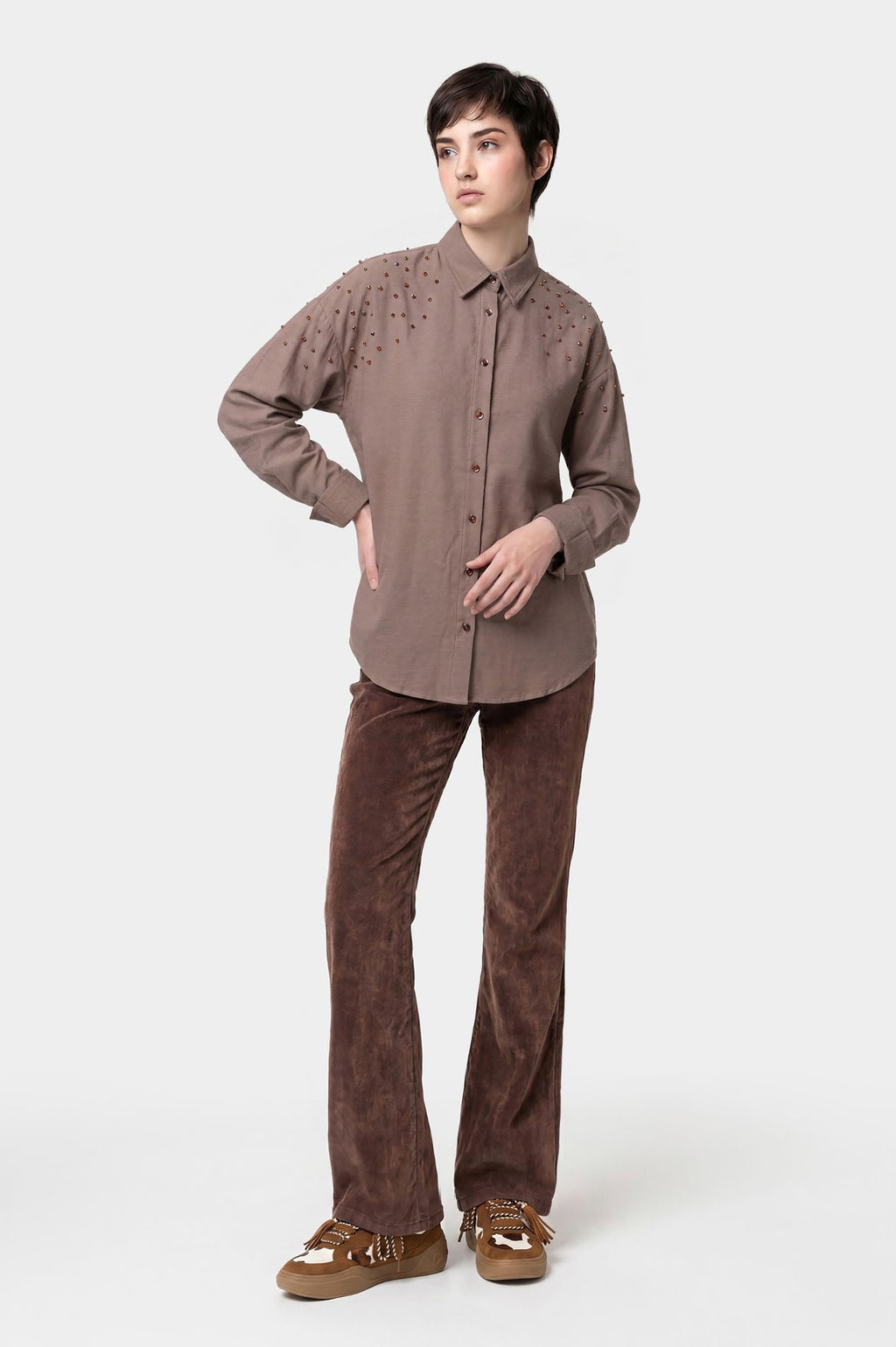 Jeans in Velluto Vintage Marrone