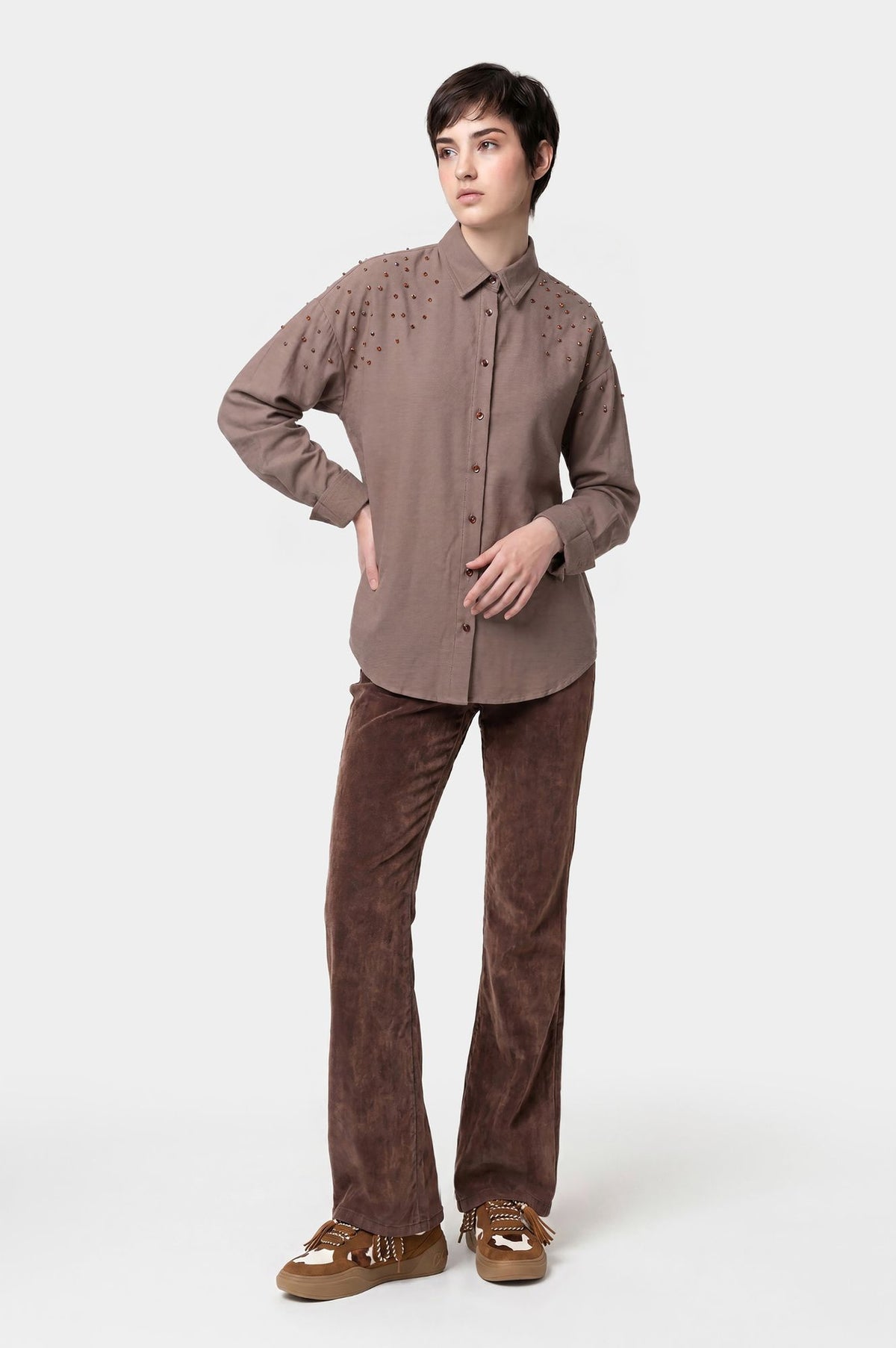 Jeans in Velluto Vintage Marrone