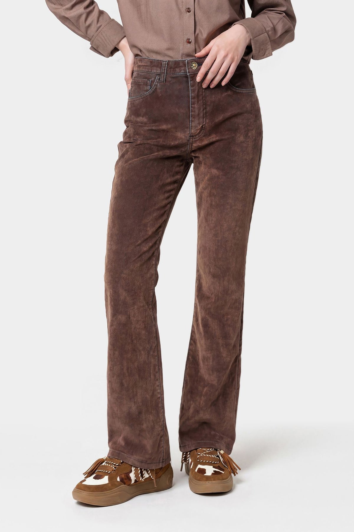 Jeans in Velluto Vintage Marrone