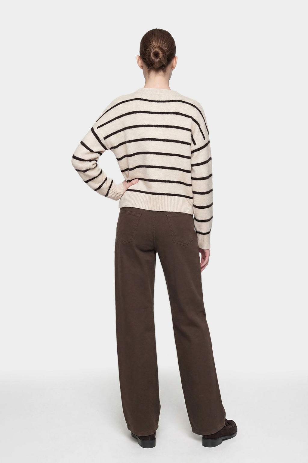 Jeans marrone in bull denim a gamba dritta