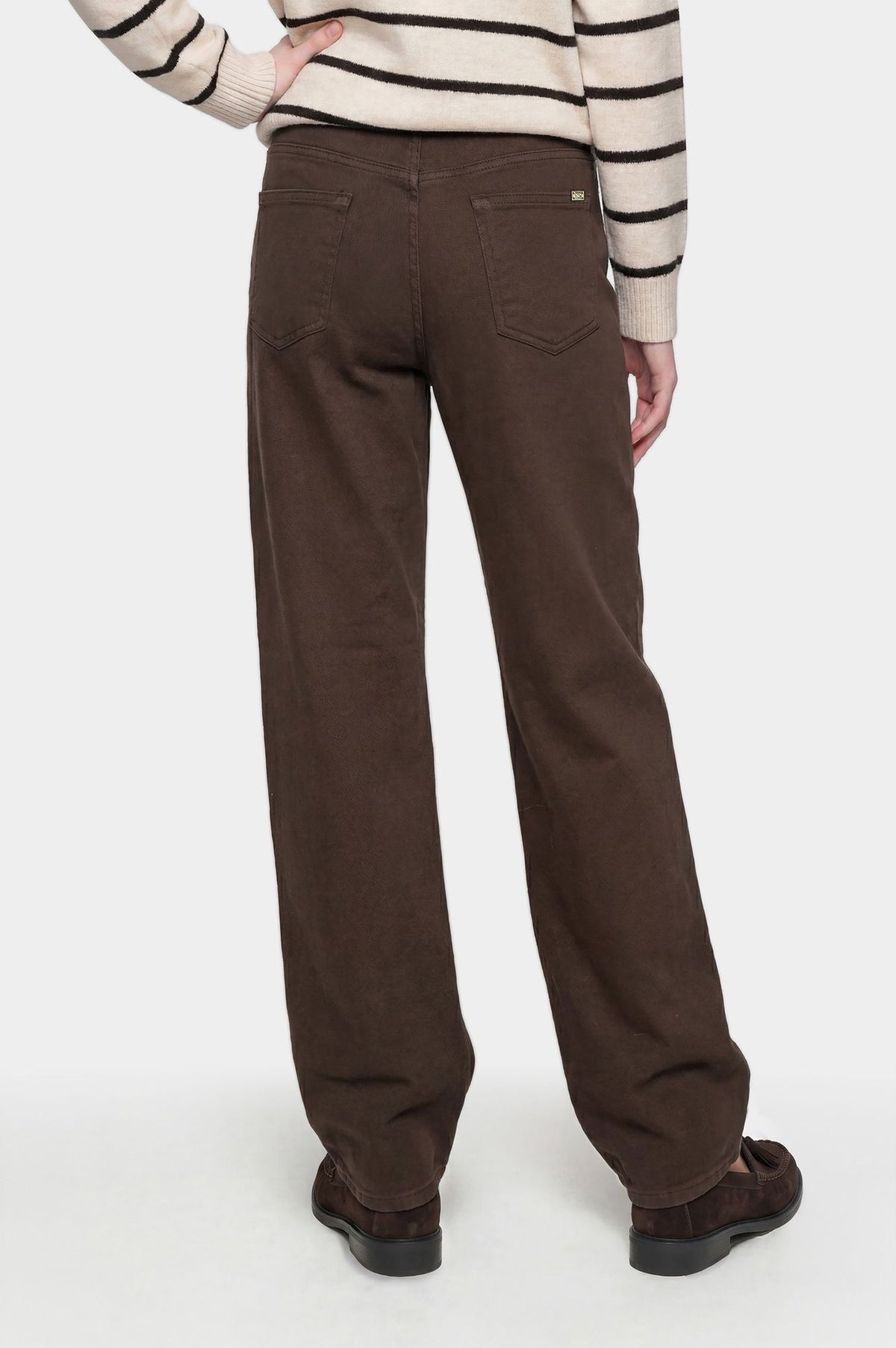 Jeans marrone in bull denim a gamba dritta
