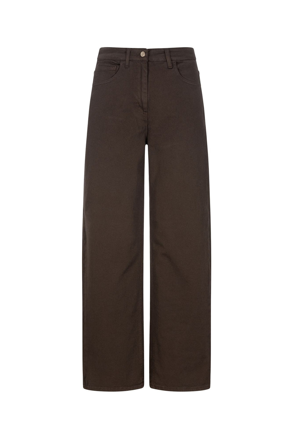 Jeans marrone in bull denim a gamba dritta