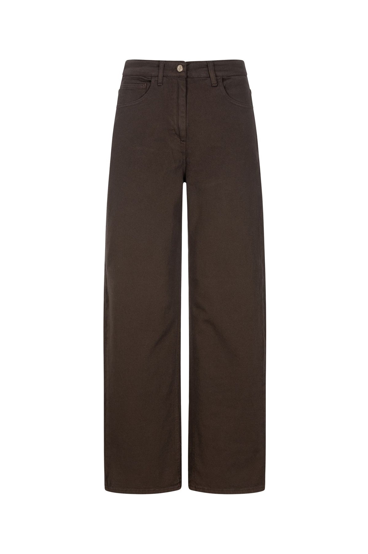 Jeans marrone in bull denim a gamba dritta