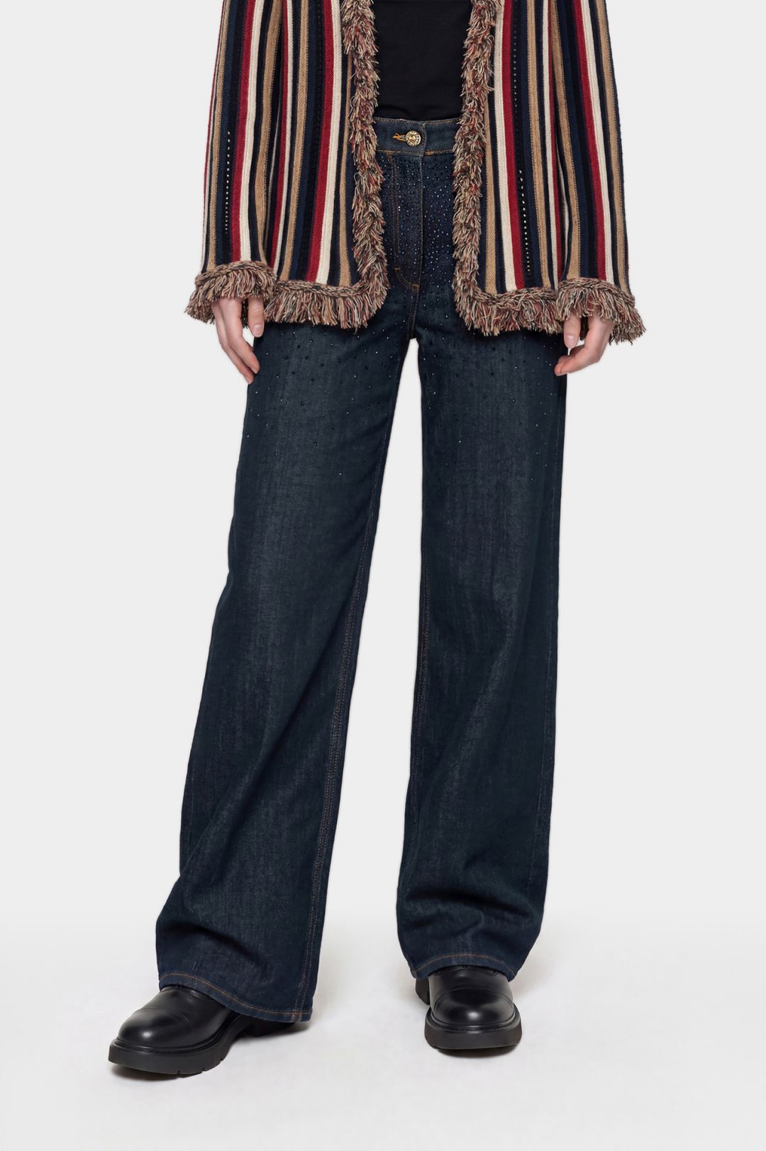 Jeans Wide Leg con Strass