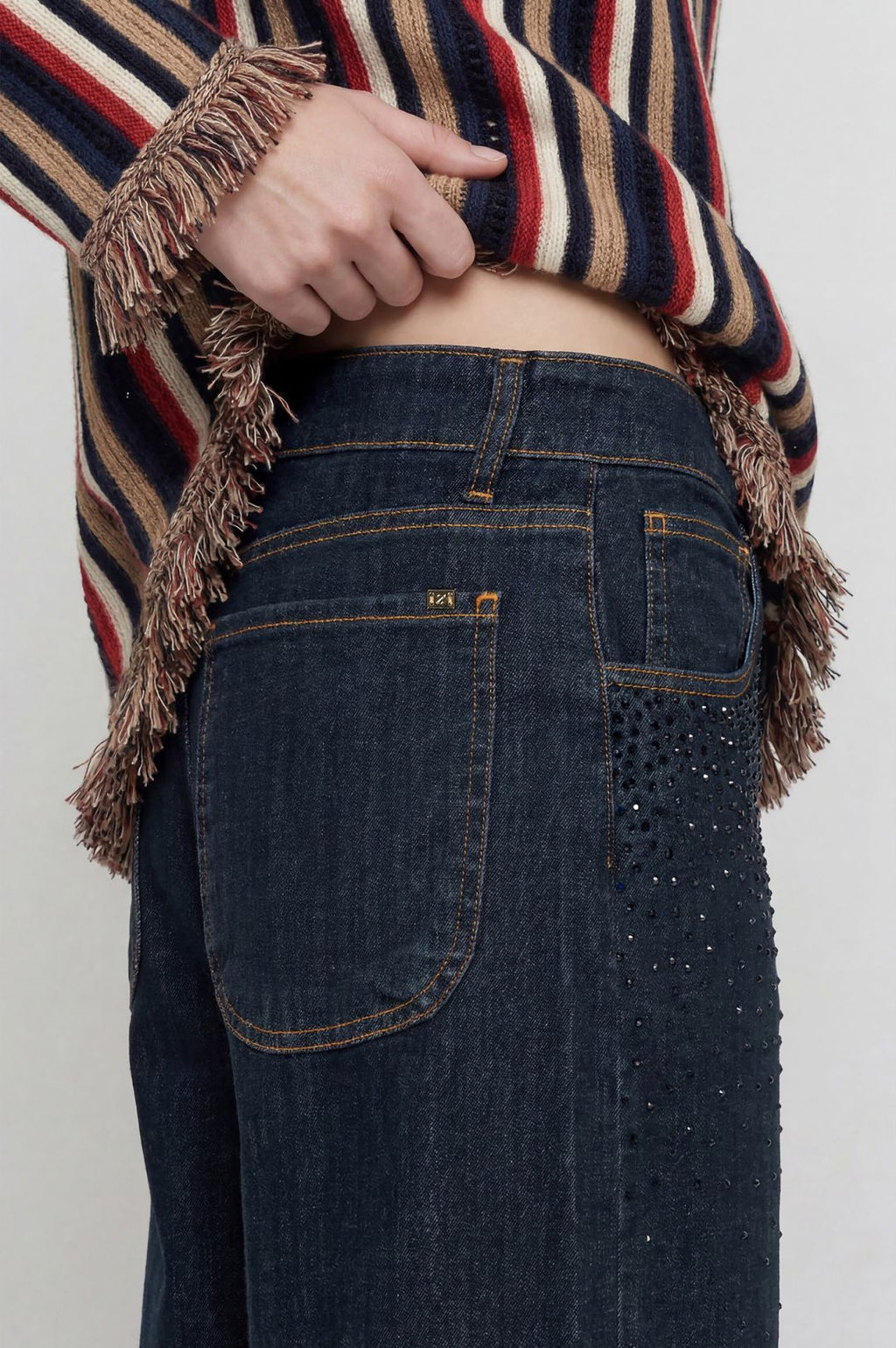 Jeans Wide Leg con Strass