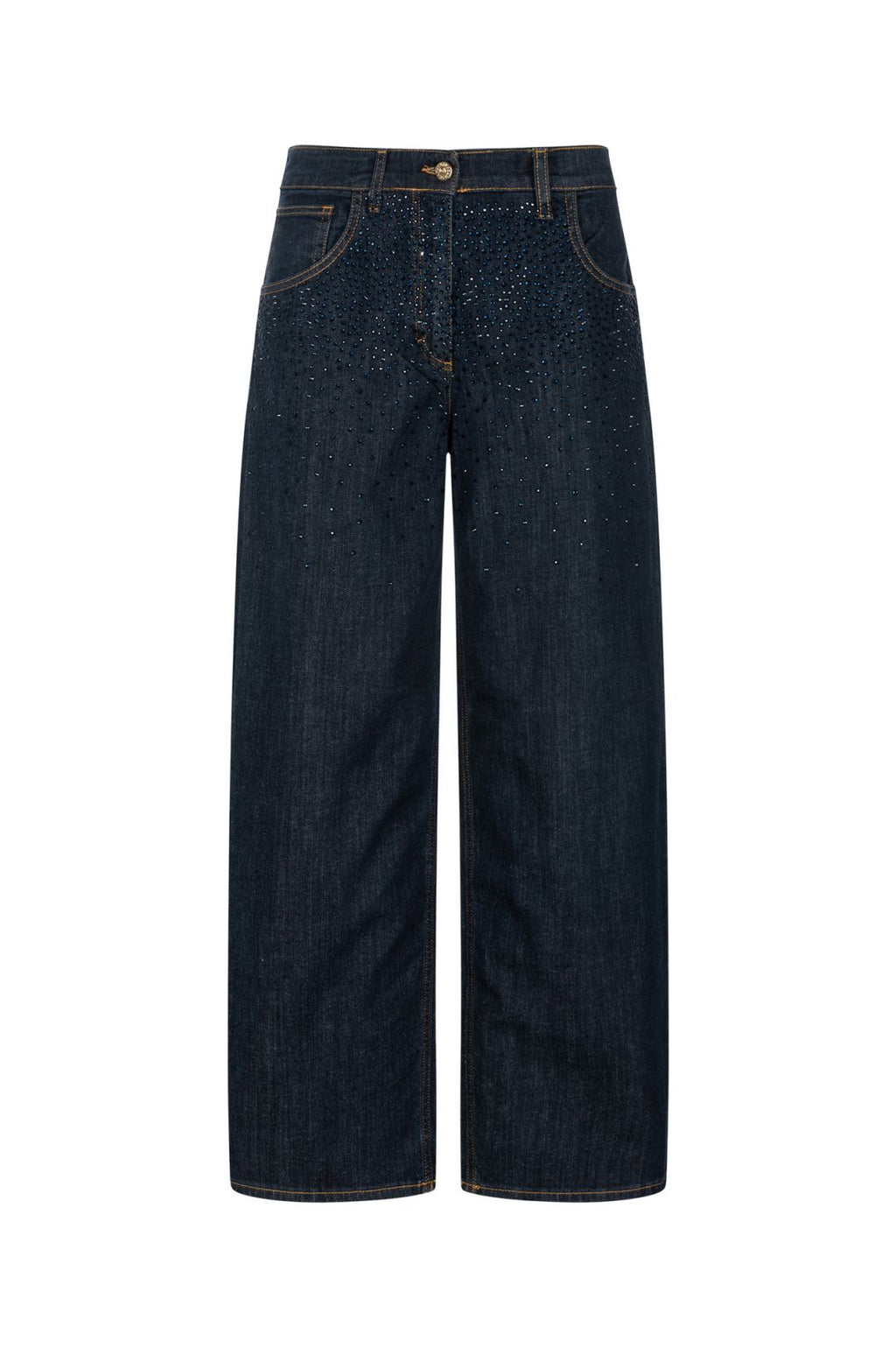 Jeans wide leg con strass - vista frontale