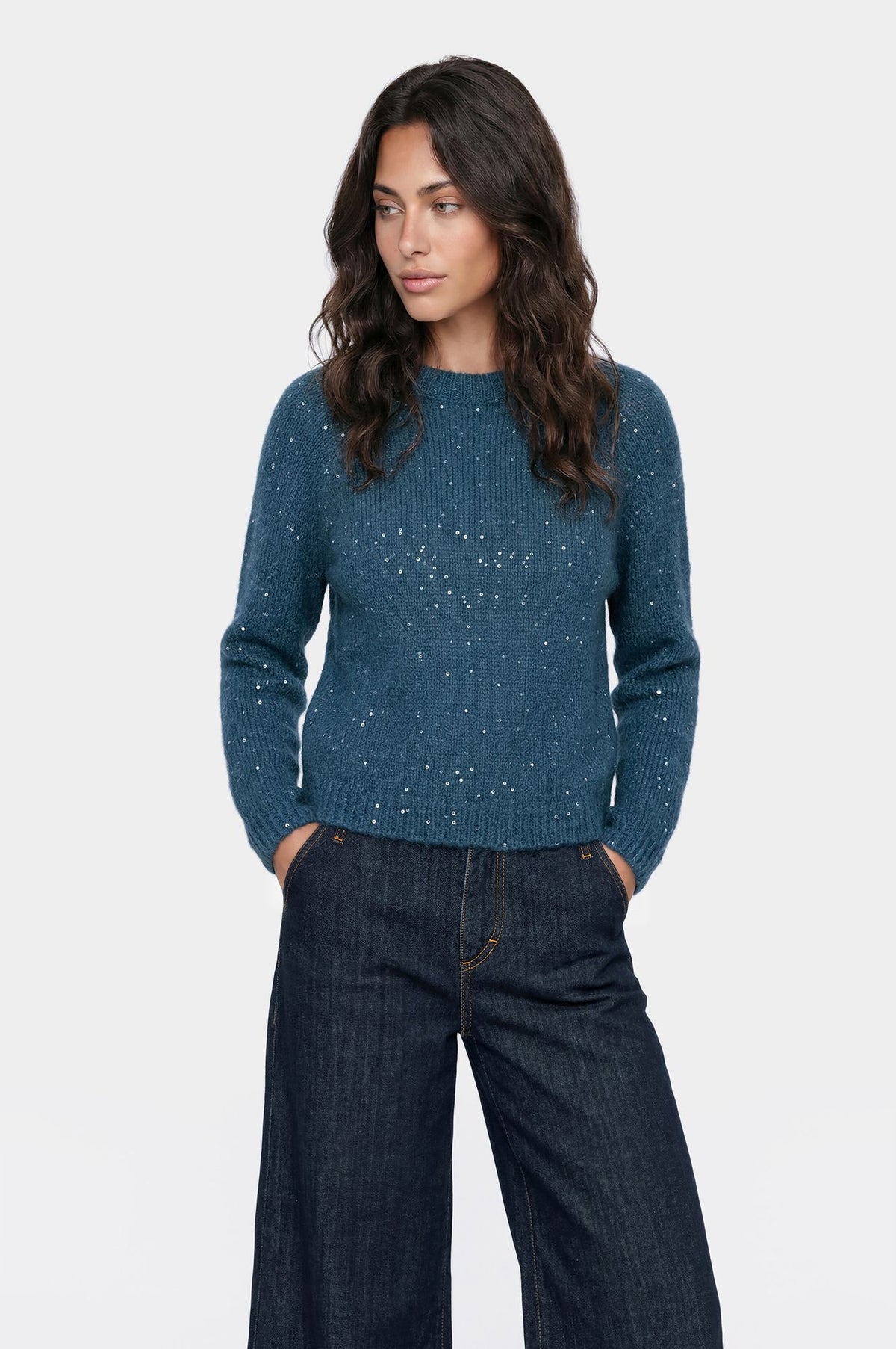 Maglione con Paillettes Teal