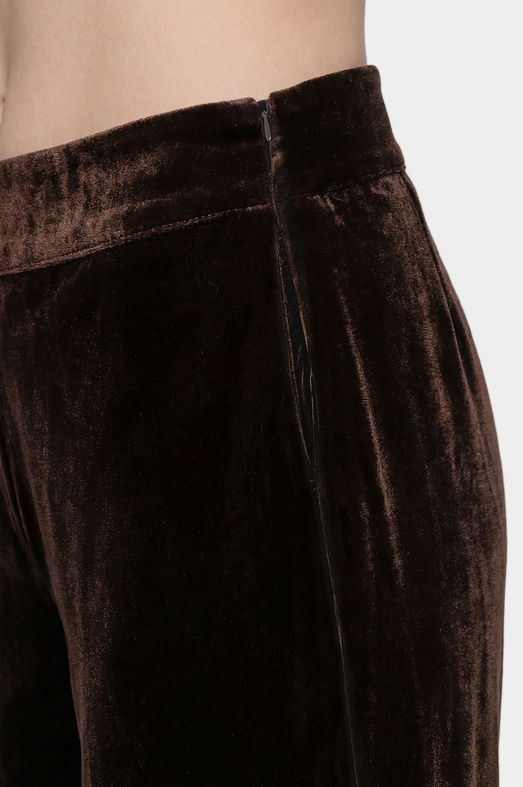 Pantaloni palazzo in velluto color fondente